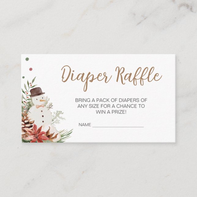 Cartão De Informações Feliz Pequena Fralda de Natal Raffle (Frente)