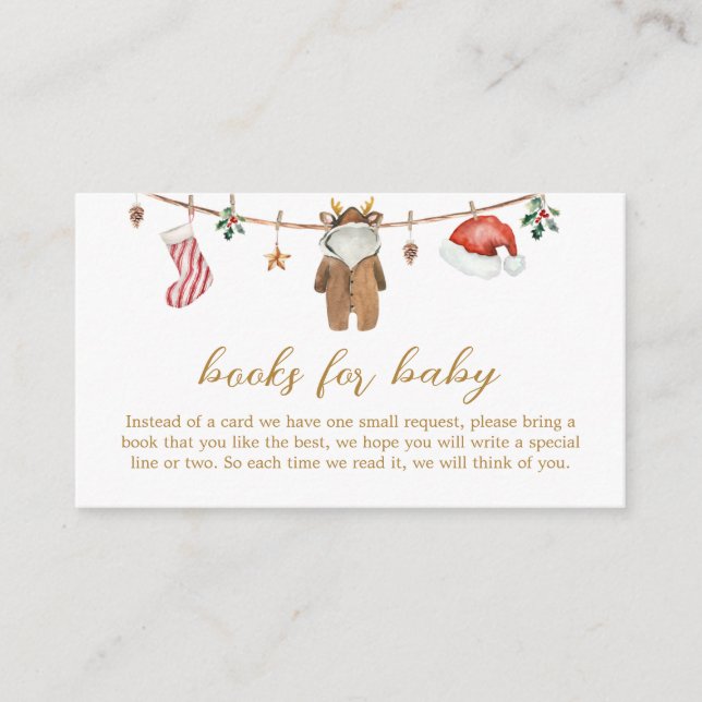 Cartão De Informações Feliz Pequeno Livro de Roupas de Natal para Bebê (Frente)