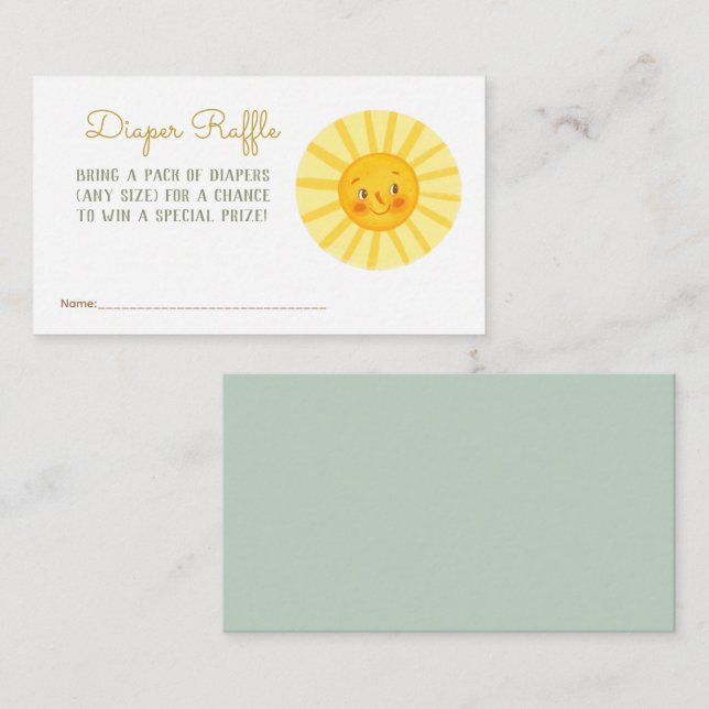 Cartão De Informações Feliz Sunshine Baby Fralda Raffle Enclur Enclos (Frente/Verso)