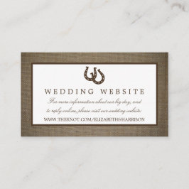 Cartão De Informações Ferradura Russa Do País No Casamento Burlap