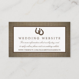 Cartão De Informações Ferradura Russa Do País No Casamento Burlap