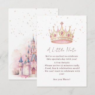 Cartão De Informações Festa de Aniversário da Coroa da Princesa