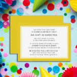 Cartão De Informações Festa de aniversário de 5 Dólares do Yellow White<br><div class="desc">Receptáculo de convite de aniversário Fiver (5 dólares) de criança amarela e branca. Um aniversário de cinco anos é uma nova tendência nas festas de aniversário para crianças. Festas de cinco anos podem ensinar às crianças o valor do dinheiro enquanto permitem que os convidados festas de aniversário venham e aproveitem...</div>