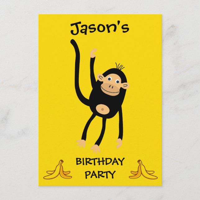 Cartão De Informações Festa de Aniversário do Pequeno Macaco (Frente)