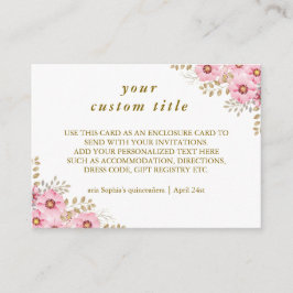 Cartão De Informações Festa de aniversário Floral Elegante