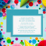 Cartão De Informações Festa de aniversário Teal White Fiver 5 Dólares<br><div class="desc">Receptáculo de convite de aniversário Fiver (5 dólares) de criança branca e lacrimogênea. Um aniversário de cinco anos é uma nova tendência nas festas de aniversário para crianças. Festas de cinco anos podem ensinar às crianças o valor do dinheiro enquanto permitem que os convidados festas de aniversário venham e aproveitem...</div>