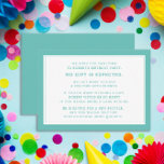 Cartão De Informações Festa de aniversário Teal White Fiver 5 Dólares<br><div class="desc">Receptáculo de convite de aniversário Fiver (5 dólares) de criança branca e lacrimogênea. Um aniversário de cinco anos é uma nova tendência nas festas de aniversário para crianças. Festas de cinco anos podem ensinar às crianças o valor do dinheiro enquanto permitem que os convidados festas de aniversário venham e aproveitem...</div>