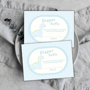 Cartão De Informações Festa de Bebê Menino Azul Pastel Dinossauro Fralda