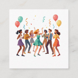 Cartão De Informações Festa de Celebração de Dança de Amigos Felizes