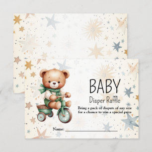 Cartão De Informações Festa de Chá de Bebê Urso Teddy Aquarela
