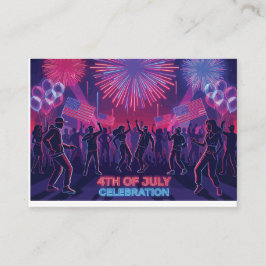 Cartão De Informações Festa de Dança de Celebração de 4 de Julho Neon