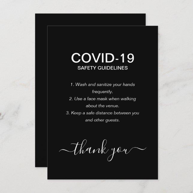 Cartão De Informações Festa de Diretrizes Simples de Segurança para Covi (Frente/Verso)