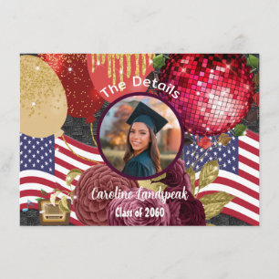 Cartão De Informações Festa de Disco Foto Personalizada Os Detalhes