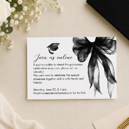 Cartão De Informações Festa de Formatura Coquette com Laço Preto Elegant