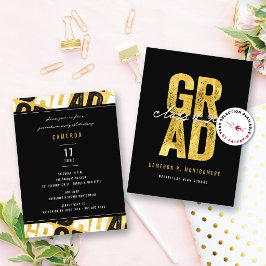 Cartão De Informações Festa de formatura de FORMANDO Dourada moderna e e
