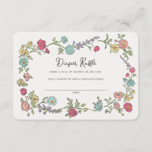 Cartão De Informações Festa de Jardim de Verão, Fralda Floral Raffle Ins