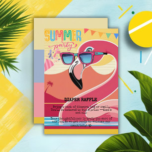 Cartão De Informações Festa de Verão Flamingo Rosa