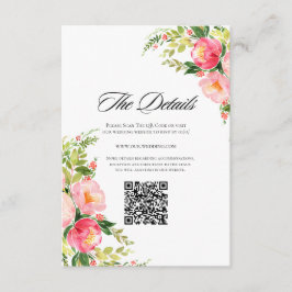 Cartão De Informações Festive Bright Pink Orange Flowers Wedding