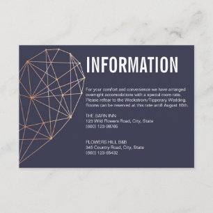 Cartão De Informações Ficha informativa  Rosa Dourado coração