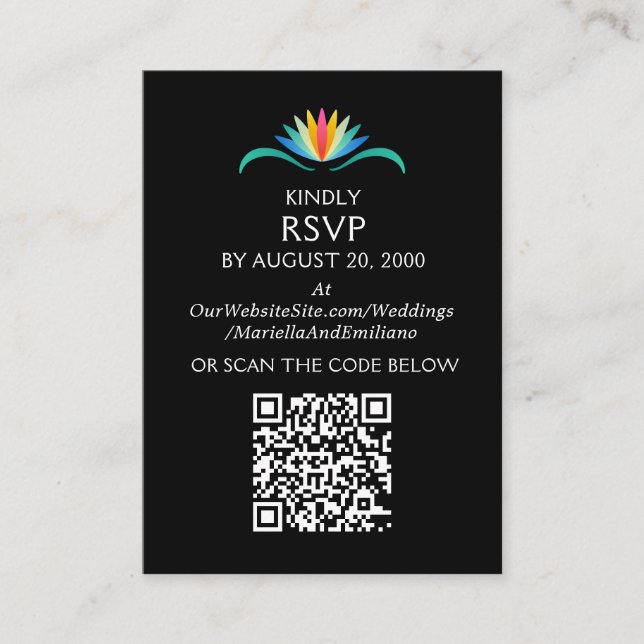 Cartão De Informações Fiesta Floral Birthday Chá Casamento RSVP QR (Frente)