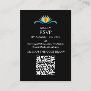 Cartão De Informações Fiesta Floral Birthday Chá Casamento RSVP QR