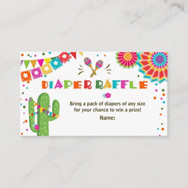 Cartão De Informações Fiesta Fralda Raffle Card Mexicano Cactus Floral (Frente)