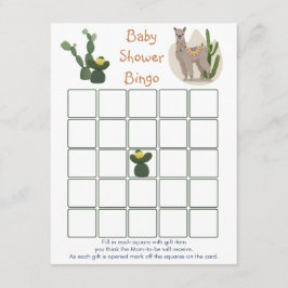 Cartão De Informações Fiesta Llama Cactus Baby Bingo Game Enclosure Card