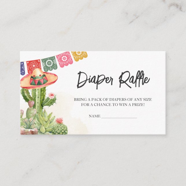 Cartão De Informações Fiesta Taco 'Bout Chá de fraldas Fralda Raffle' (Frente)