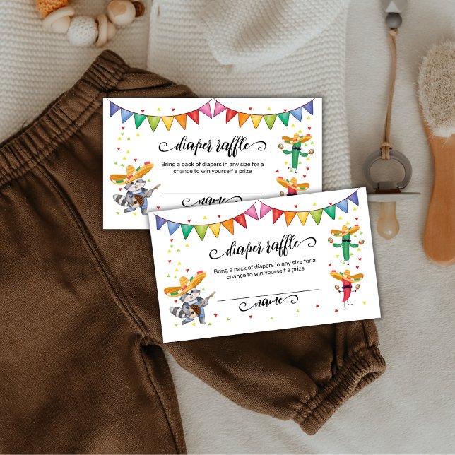 Cartão De Informações Fiesta Taco Cactus Fralda Raffle Chá de fraldas (Fiesta Taco Cactus Diaper Raffle Baby Shower Enclosure Card)