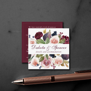 Cartão De Informações Fig Blossoms Elegante Aquarela Detalhes Florais