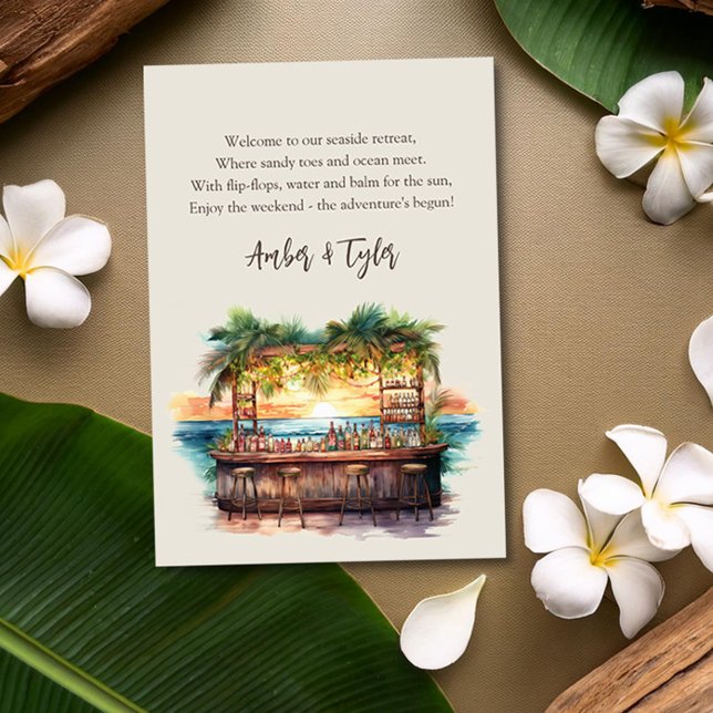 Cartão De Informações Fim de Semana Destino Praia Boas-vindas Gift Bag (Poem for your Weekend wedding welcome bags from the Sunset Beach Wedding Collection by Darling & May)