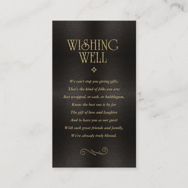 Cartão De Informações Fine Filigree Dourado Wedding Wishing well ID871 (Frente)