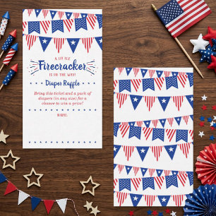 Cartão De Informações Firecracker A Caminho! chá de fraldas De 4 De Julh
