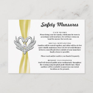 Cartão De Informações Fita Amarela Cisnes Prateados Medidas de Segurança