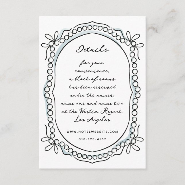 Cartão De Informações Fitas e pérolas de caneta e tinta (Frente)