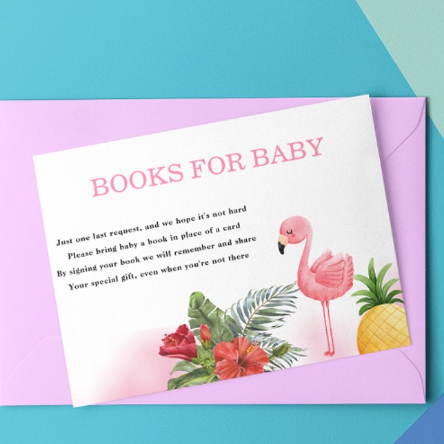 Cartão De Informações Flamingo Tropical Pink Books para bebê (Criador carregado)