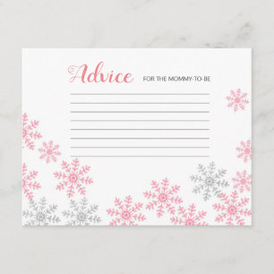 Cartão De Informações Flocos de neve de inverno cor-de-rosa com placa de