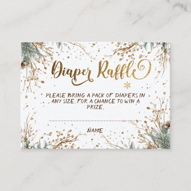 Cartão De Informações Flocos de neve de inverno Flocos de Chá de fraldas (Frente)