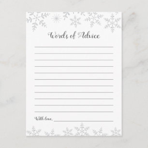 Cartão De Informações Flocos de neve prateada com placa de Chá de fralda