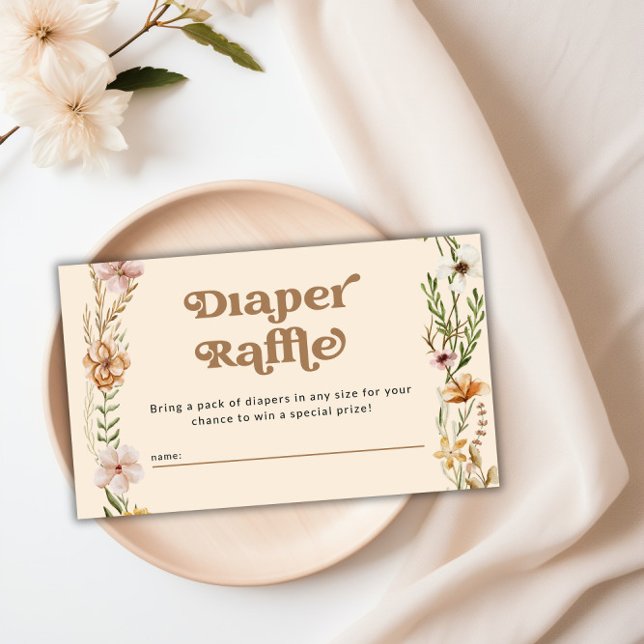 Cartão De Informações Flor Chá de fraldas Floral Raffle (Wildflower Floral Baby Shower Diaper Raffle Enclosure Card)