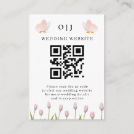 Cartão De Informações Flor e borboleta modernas cor-de-rosa e floral Sum