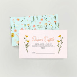 Cartão De Informações Flor Rosa Elegante Raparigas Bebê Fralda Raffle