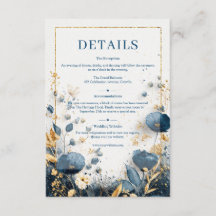 Flor Selvagem Dourada Casamento Marinho e Dourado
