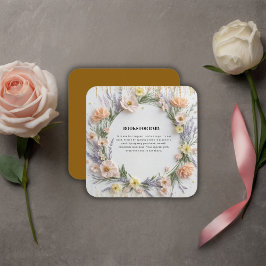 Cartão De Informações Flor Selvagem Prensada a Ouro em Flor Chás de Bebê