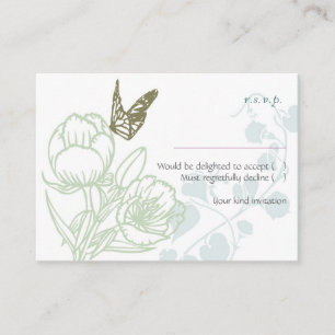 Cartão De Informações Flora Ilustrada & Casamento Primavera Borboleta