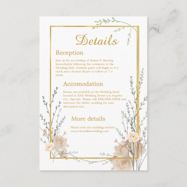 Cartão De Informações Florais Botânicos Quentes do outono (Frente)