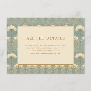 Cartão De Informações Floral Azul Turquesa Elegante