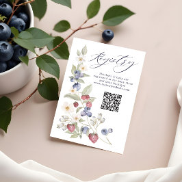 Cartão De Informações Floral Berry Sweet Chá de fraldas QR Code Registry