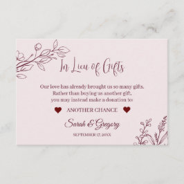 Cartão De Informações Floral Boho Ruby Wine "Em vez de presentes" Cartõe