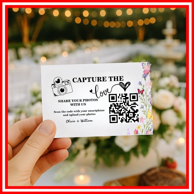 Cartão De Informações Floral Boho Wildflower Código QR Casamento RSVP (Criador carregado)